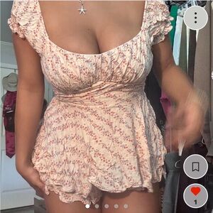 Olivaceous Floral Mini Dress in Cream and Pink